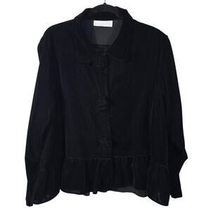 Vintage Carol Anderson II Blouse Women's 18W Black Velvet Peplum Hem Romantic